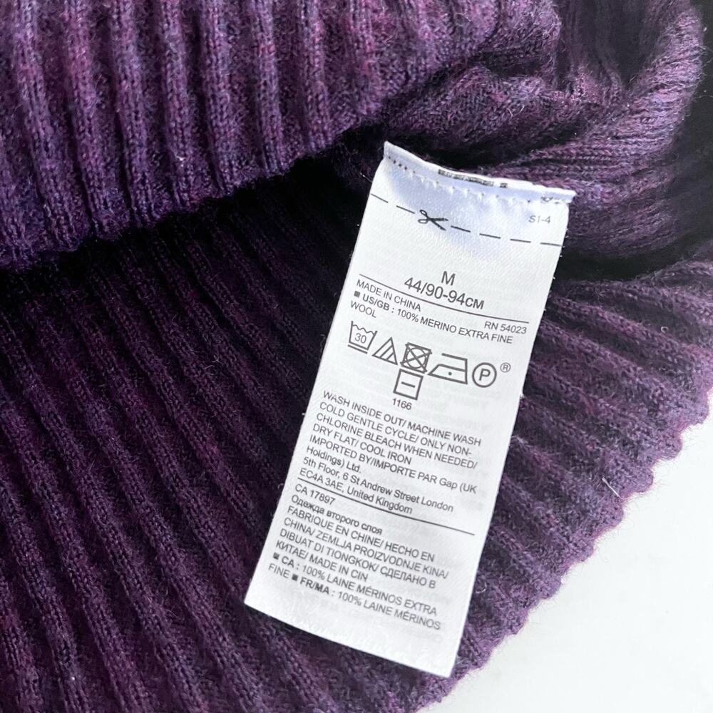 Banana Republic Bordeaux Burgundy Ribbed Wool Sweater Medium - Picture 5 of 6